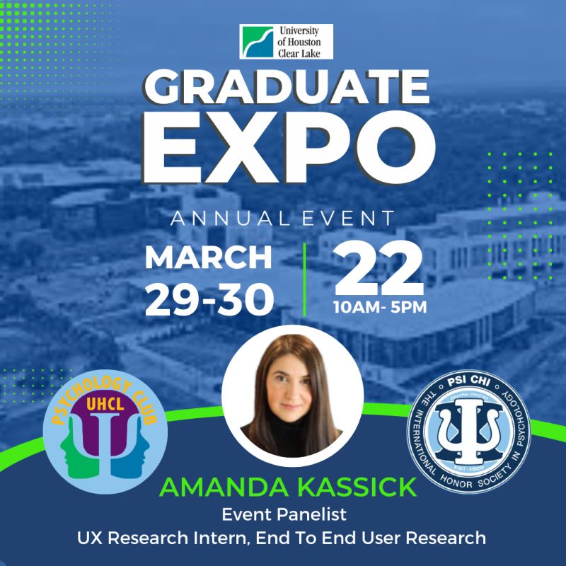 Research Intern Amanda Kassick to speak as a panelist the Graduate Expo as an event panelist. The event occurs from March 29th to the 30th.