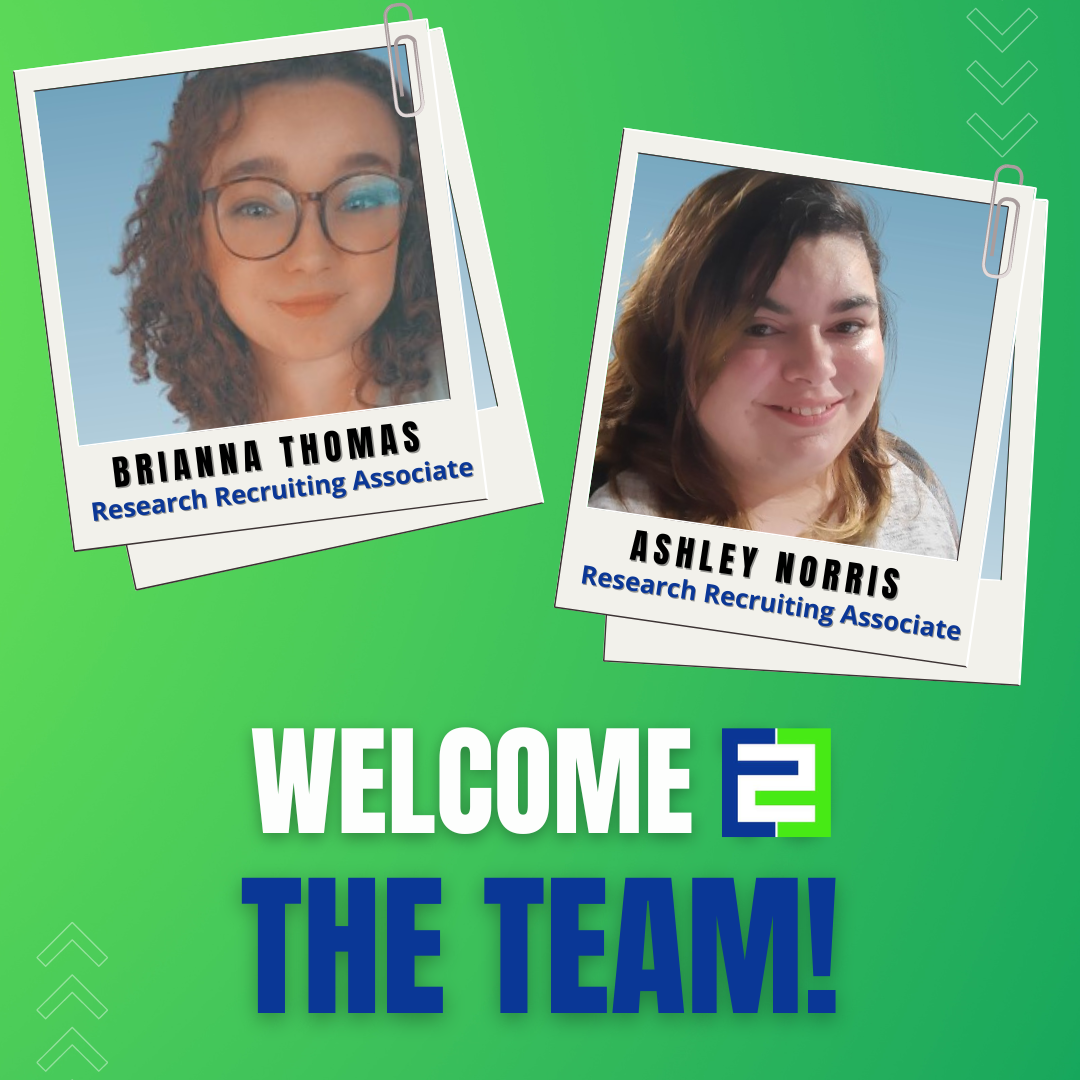 Welcome to the team Brianna Thomas and Ashley Norris! Research recruiting associates. Both women smile in headshot photos.