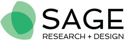 Sage logo. Research and design. Market research client