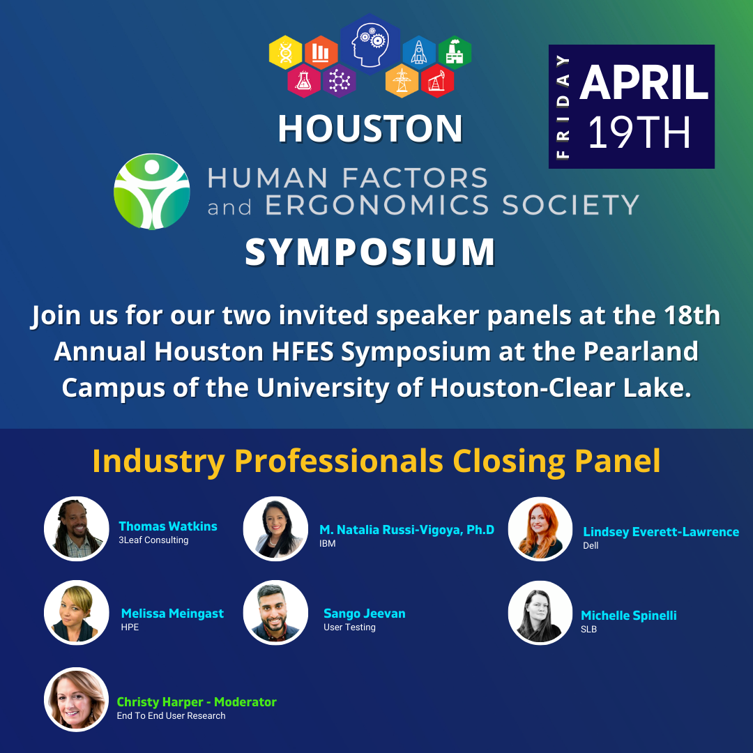 Attend Houston HFES on Friday, April 19, 2024 at UHCL Pearland.