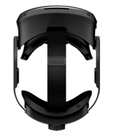 A top-down view of a black virtual reality headset.