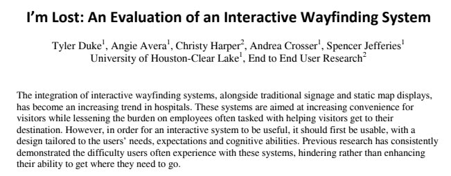 I’m Lost: An Evaluation of an Interactive Wayfinding System article